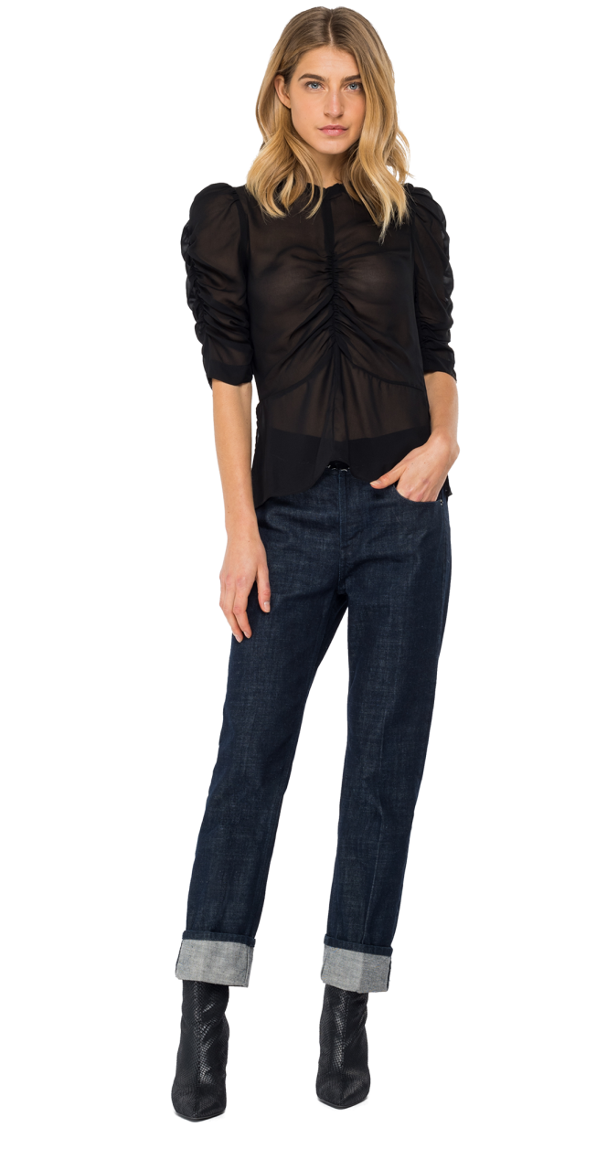 CHIFFON SHIRT WITH GATHERINGS