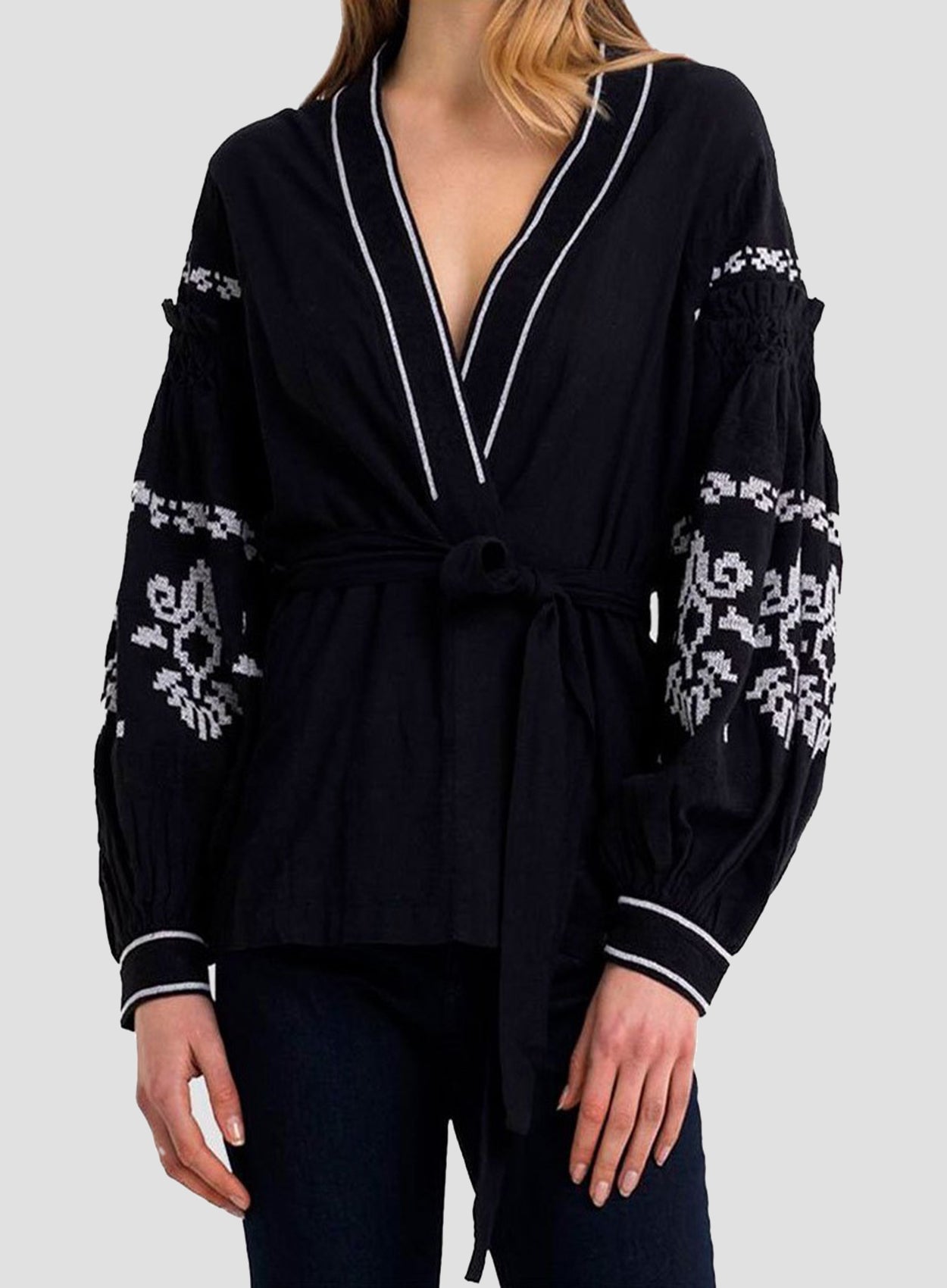 OPEN SHIRT WITH JACQUARD EMBROIDERY