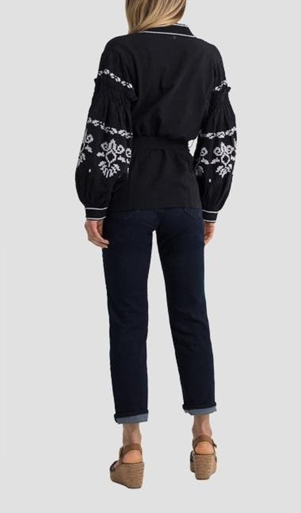 OPEN SHIRT WITH JACQUARD EMBROIDERY
