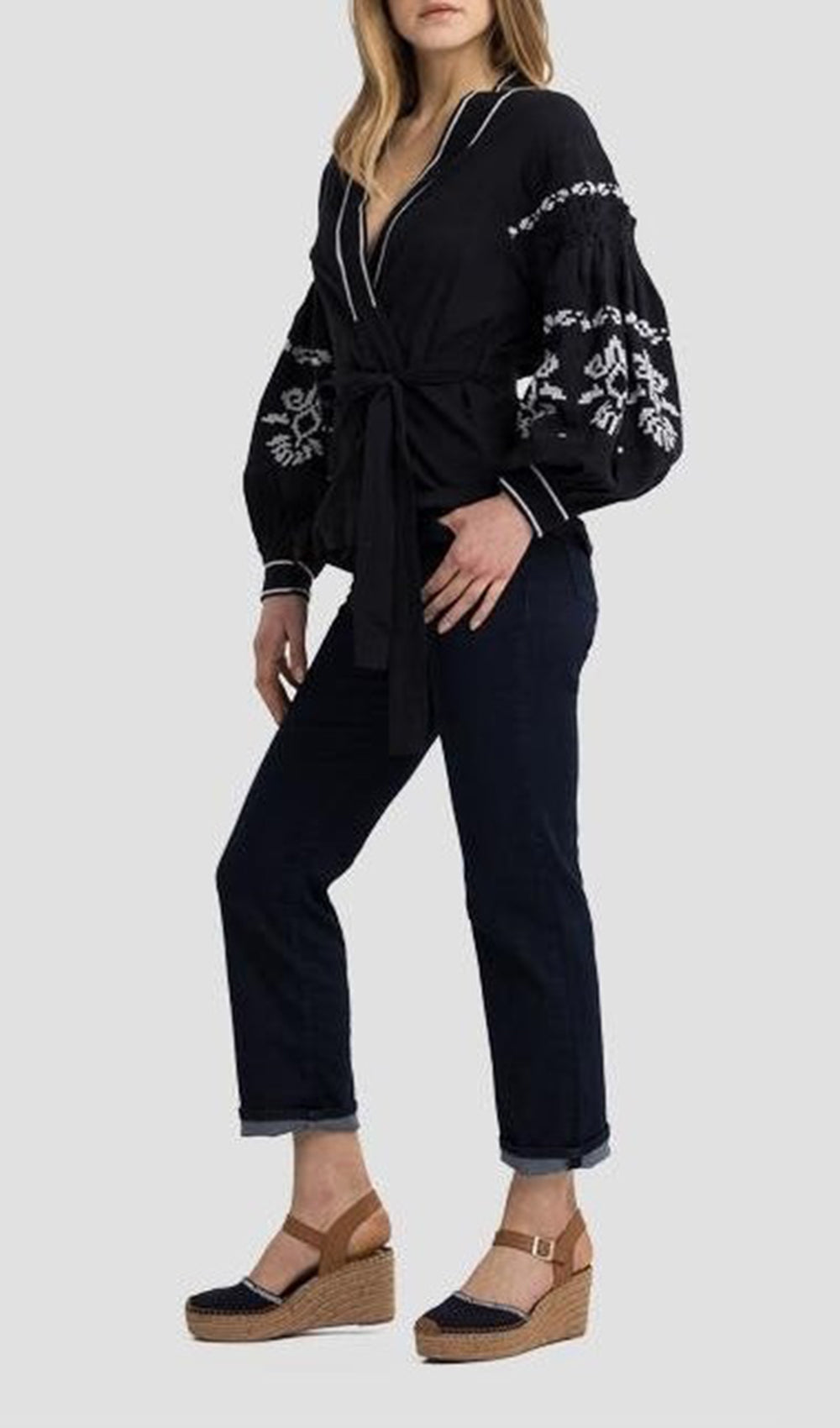 OPEN SHIRT WITH JACQUARD EMBROIDERY