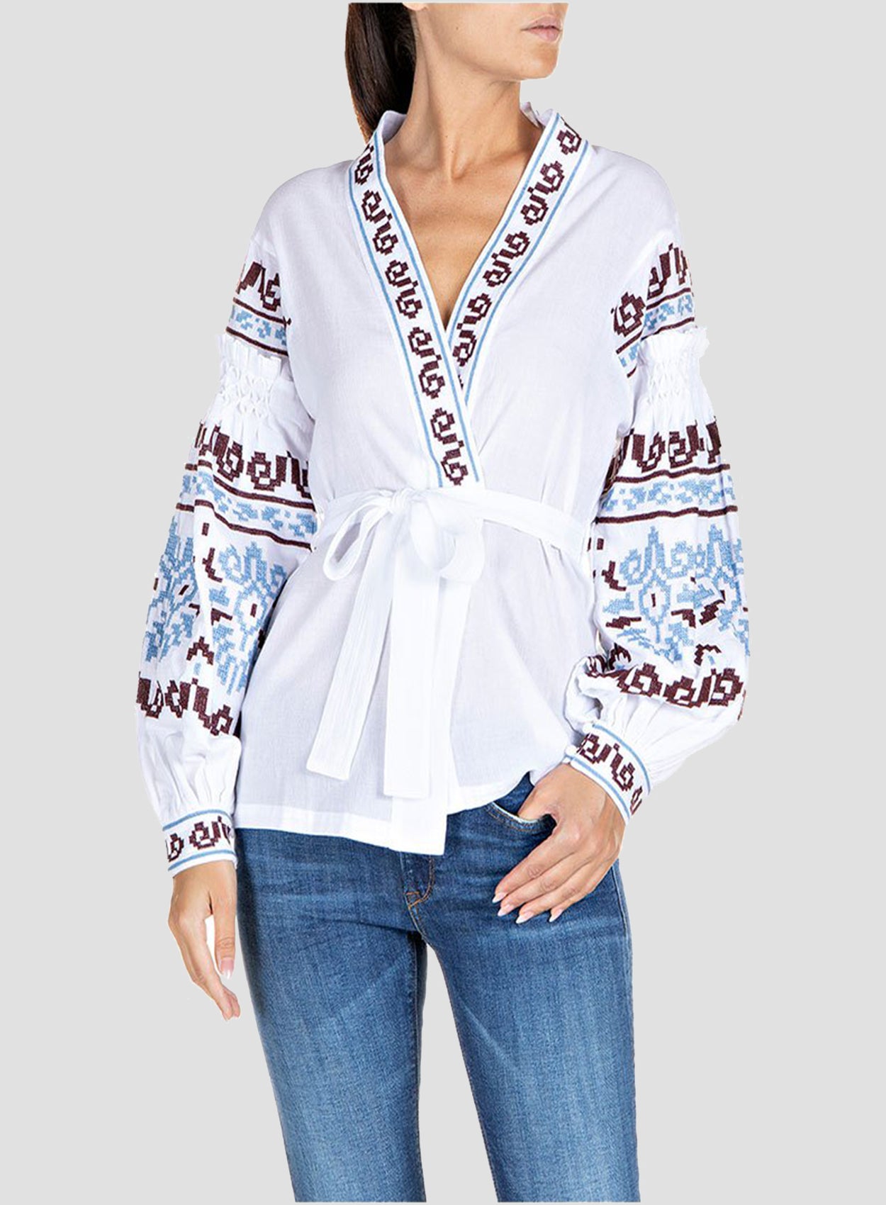 OPEN SHIRT WITH JACQUARD EMBROIDERY