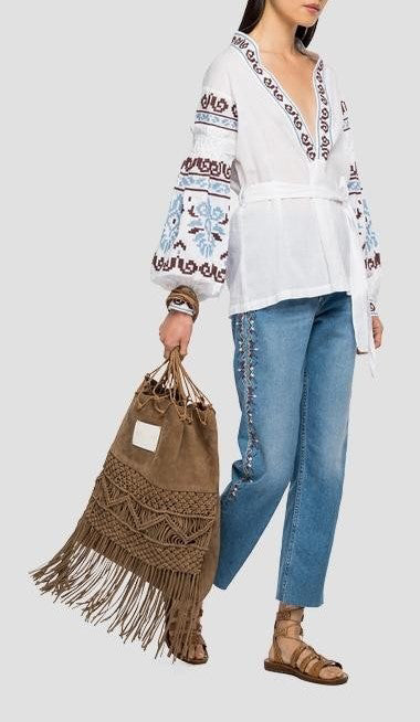 OPEN SHIRT WITH JACQUARD EMBROIDERY