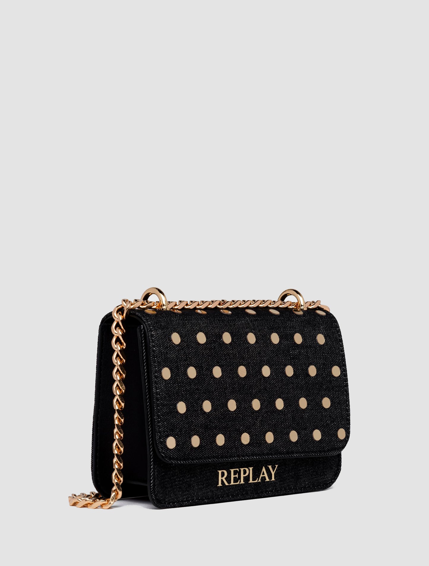 DENIM CROSSBODY BAG WITH STUDS