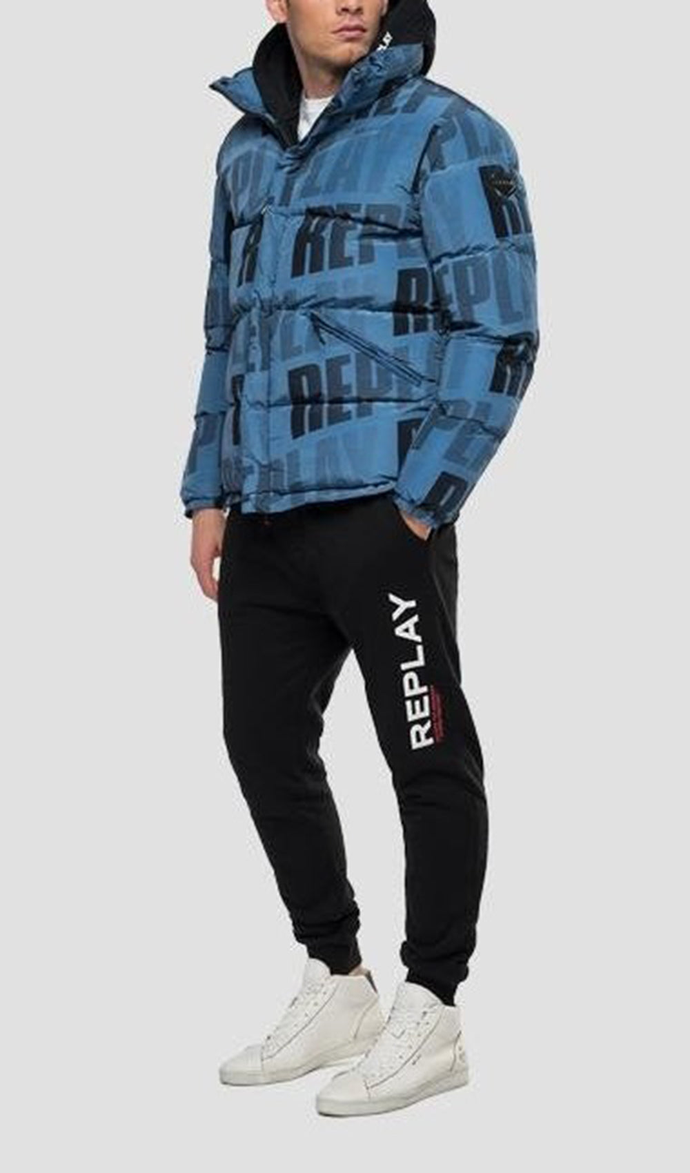 PADDED JACKET WITH REPLAY MULTI LOGO