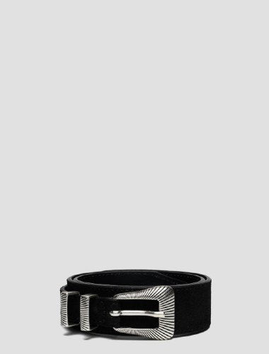 SUEDE BELT WITH STRIPED ENGRAVING