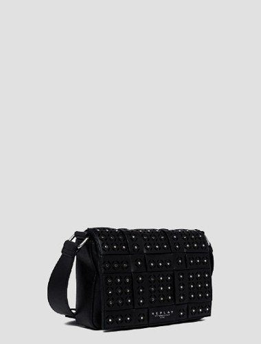 LAMINATED CROSSBODY BAG WITH WEAVED PATTERN AND STUDS - Replay Jeans México  - FW3277.000.A0420B – replay