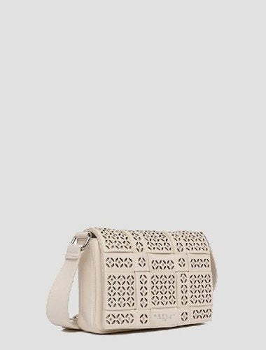 LAMINATED CROSSBODY BAG WITH WEAVED PATTERN AND STUDS