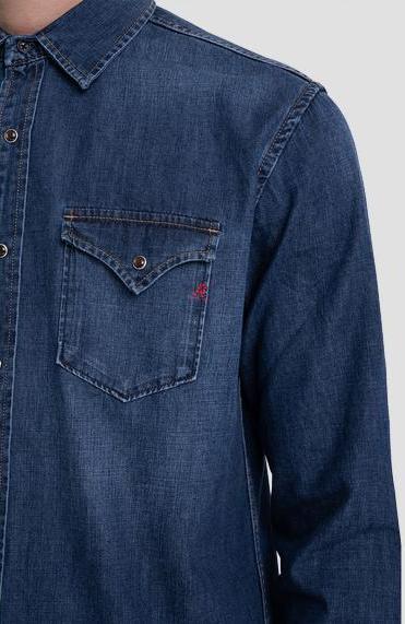 AGED ECO DENIM SHIRT WITH POCKETS