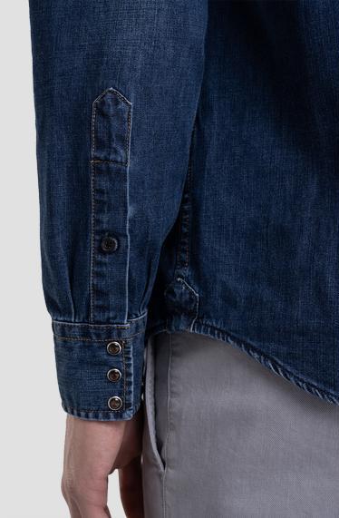 AGED ECO DENIM SHIRT WITH POCKETS
