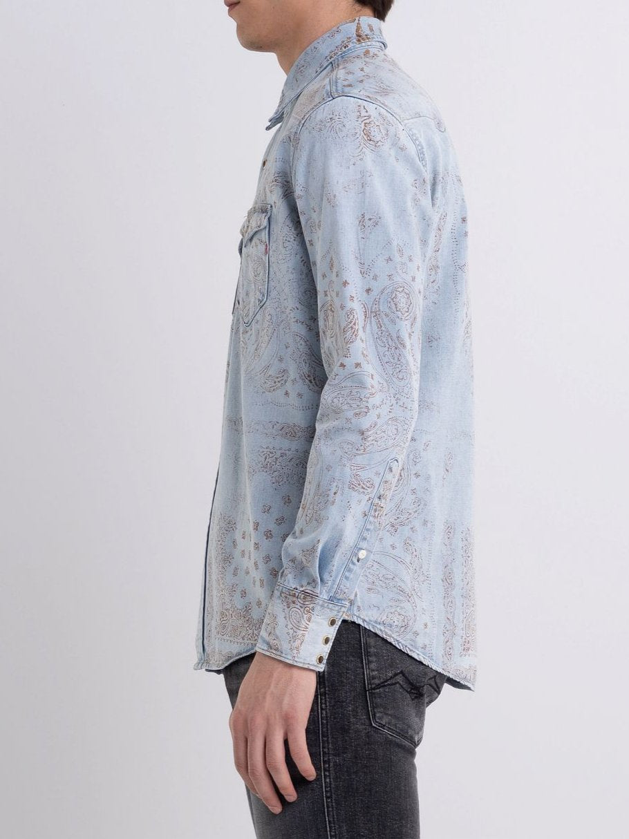 DENIM SHIRT WITH BANDANA PRINT