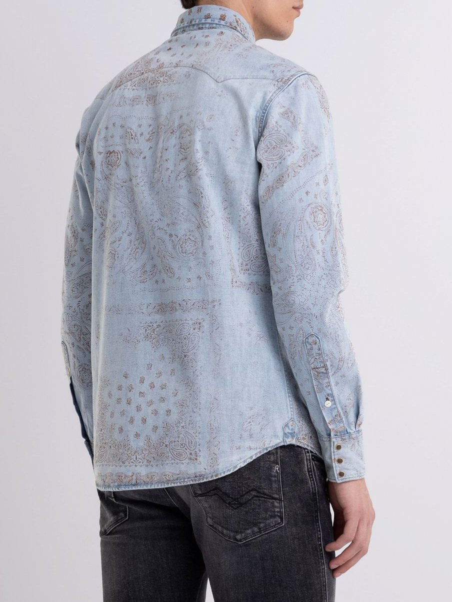 DENIM SHIRT WITH BANDANA PRINT