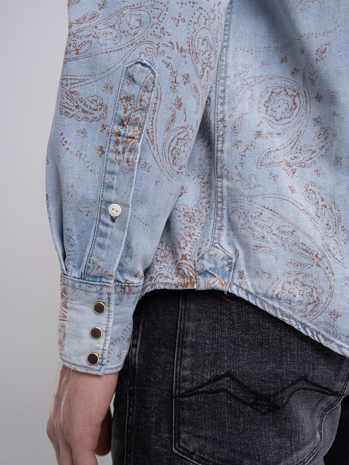 DENIM SHIRT WITH BANDANA PRINT