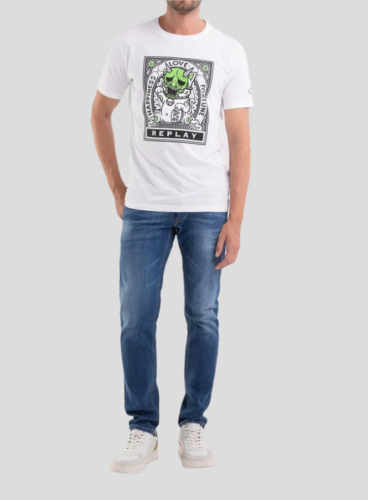 JERSEY T-SHIRT WITH BIKER PRINT