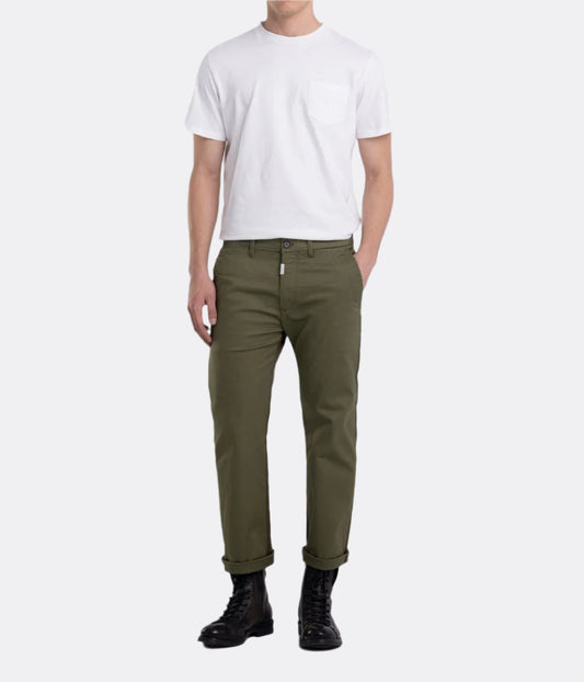 TWO TONE COTTON TWILL TROUSERS