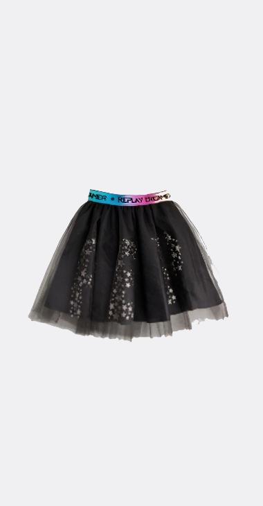 REPLAY TULLE MINISKIRT WITH GLITTER STARS