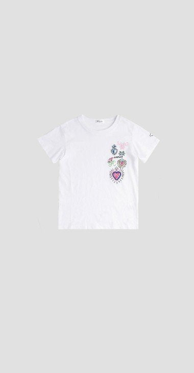 REPLAY JERSEY T-SHIRT WITH REPLAY HEARTS