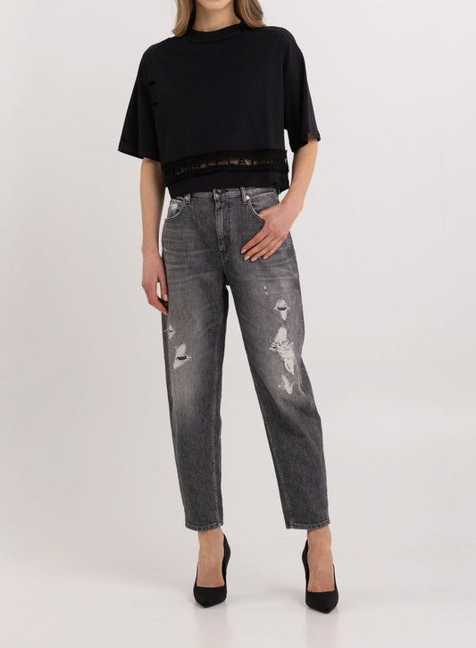 CROPPED T-SHIRT WITH ABRASIONS