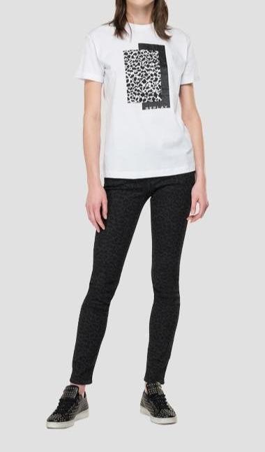T-SHIRT IN ORGANIC COTTON WITH DOUBLE PRINT REPLAY