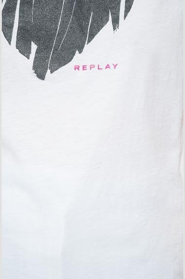 REPLAY JERSEY T-SHIRT WITH GLITTER HEART