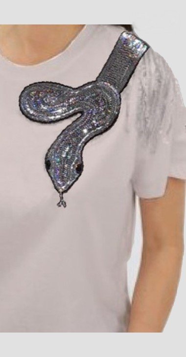 JERSEY T-SHIRT WITH SNAKE APPLIQUE