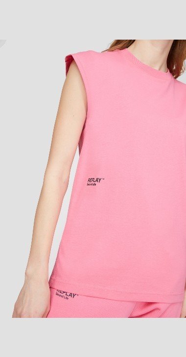 REPLAY SECOND LIFE T-SHIRT WITH CAP SLEEVES