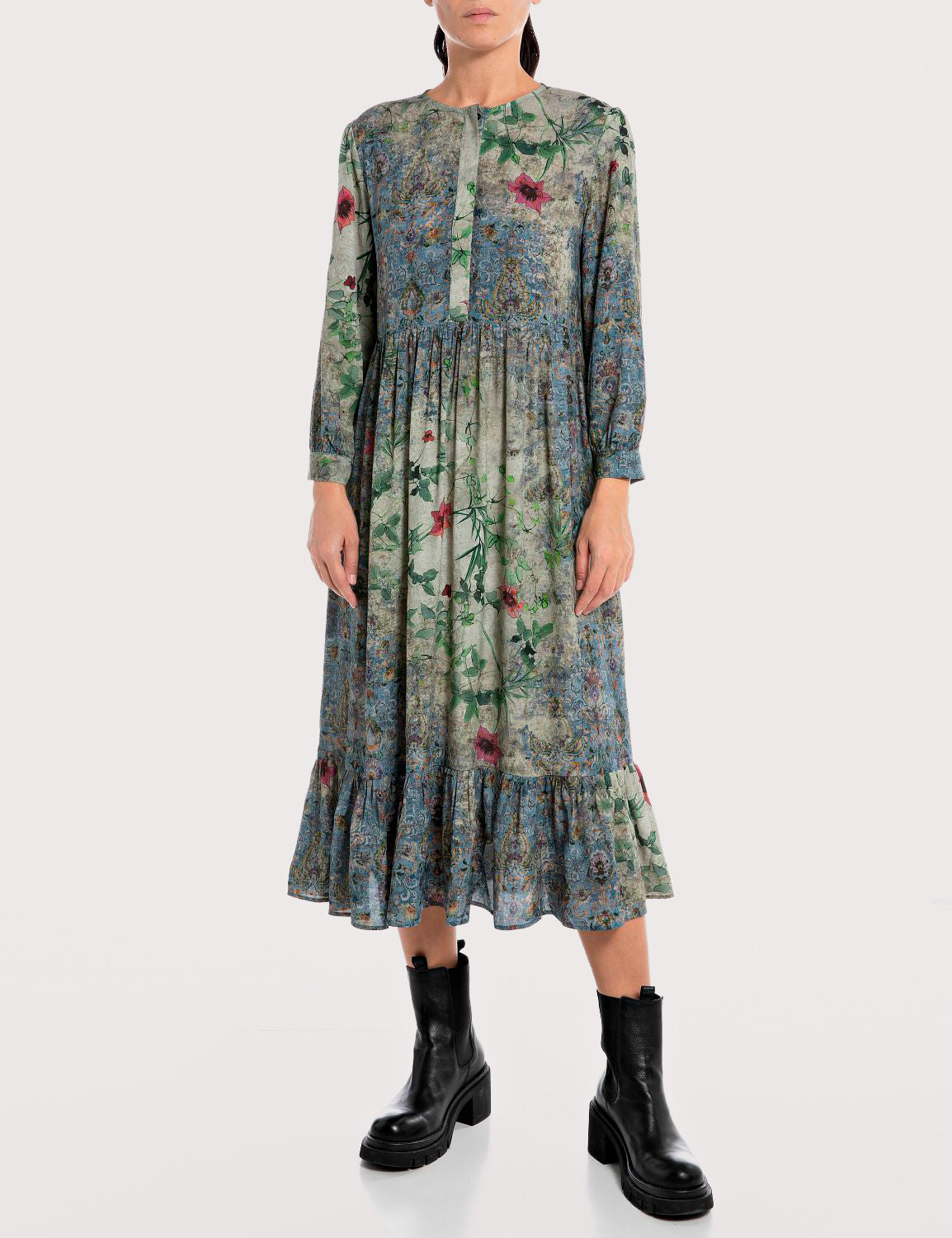 MIDI DRESS WITH ALL-OVER PRINT